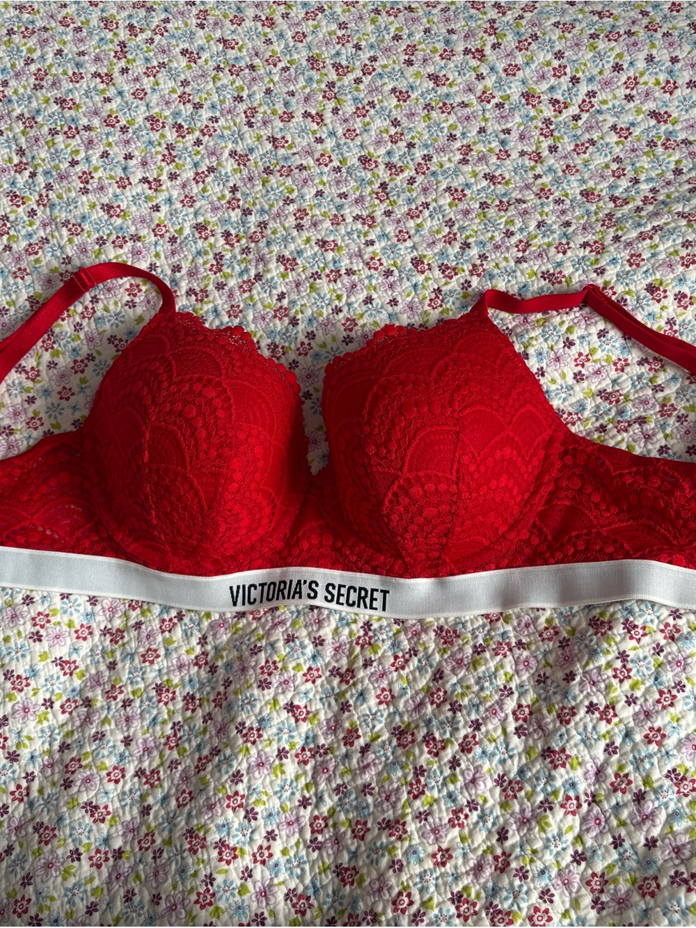 Victoria's Secret Red Lace Underband Push-Up Bra
